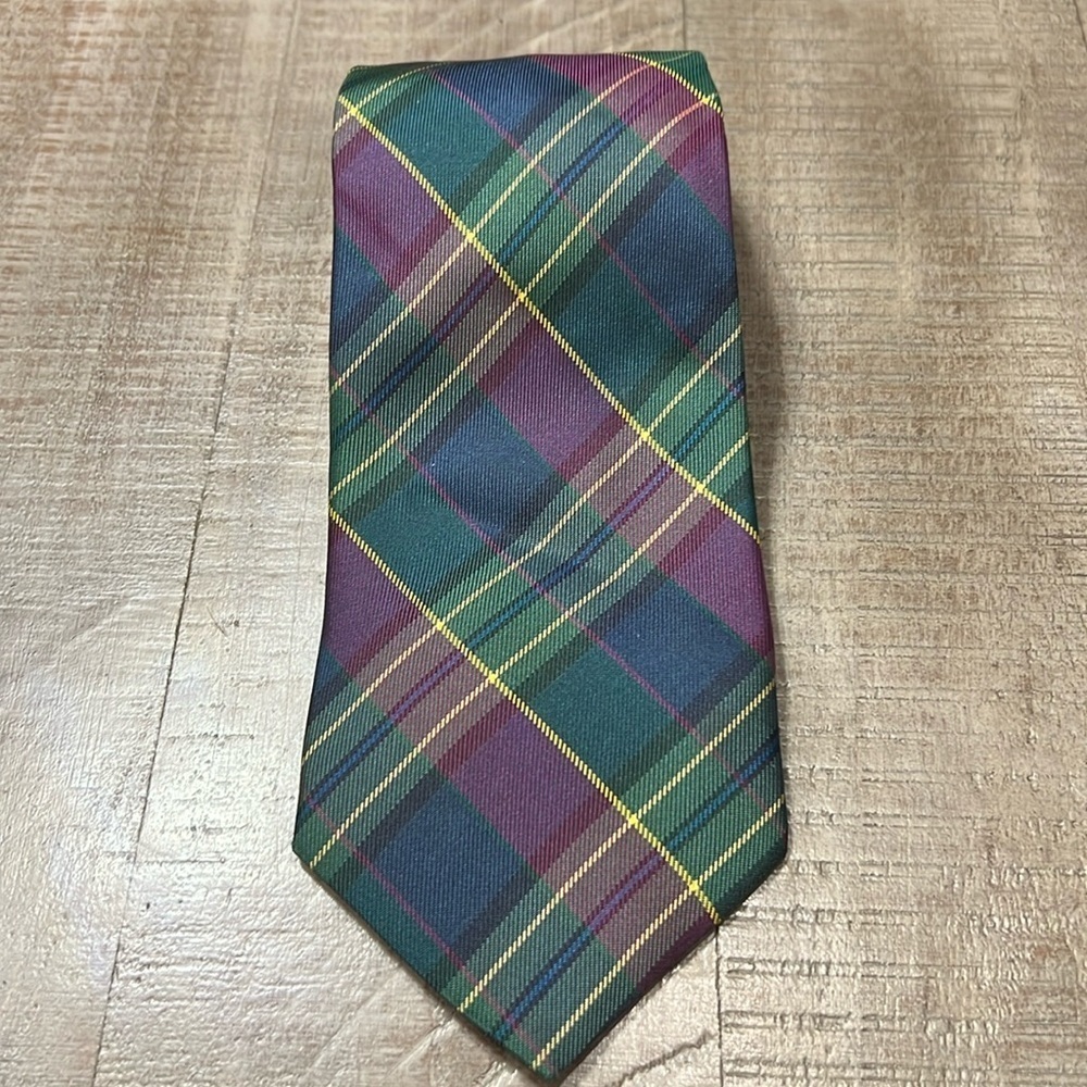 3/$25 Faconnable men’s silk tie vintage beautiful plaid